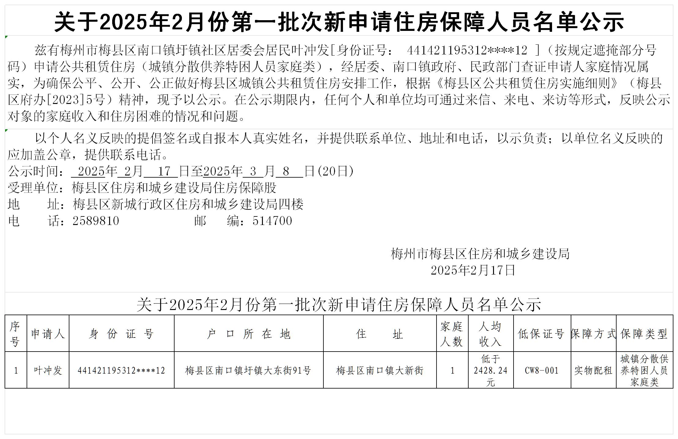 (2.17政務(wù)網(wǎng)葉沖發(fā))關(guān)于2025年2月份第一批次新申請住房保障人員名單公示_Sheet1.jpg